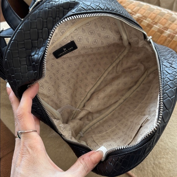 Brand New London Fog Bowery Medium Size Woven Zip Backpack Black Vegan Leather main image 13